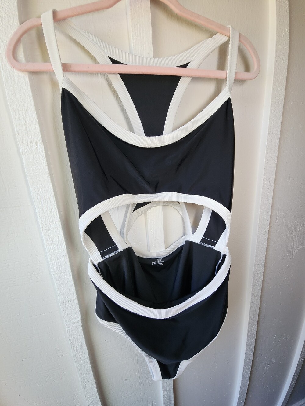 Aerie One Piece Full Coverage Black Body With Contrasting White Trim Cut-outs XL